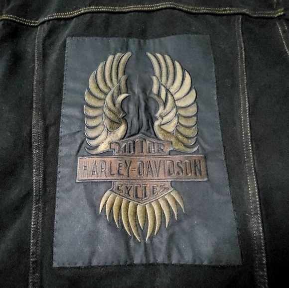 Harley Davidson Women's Black Denim Jacket Size X-Large - Picture 4 of 12